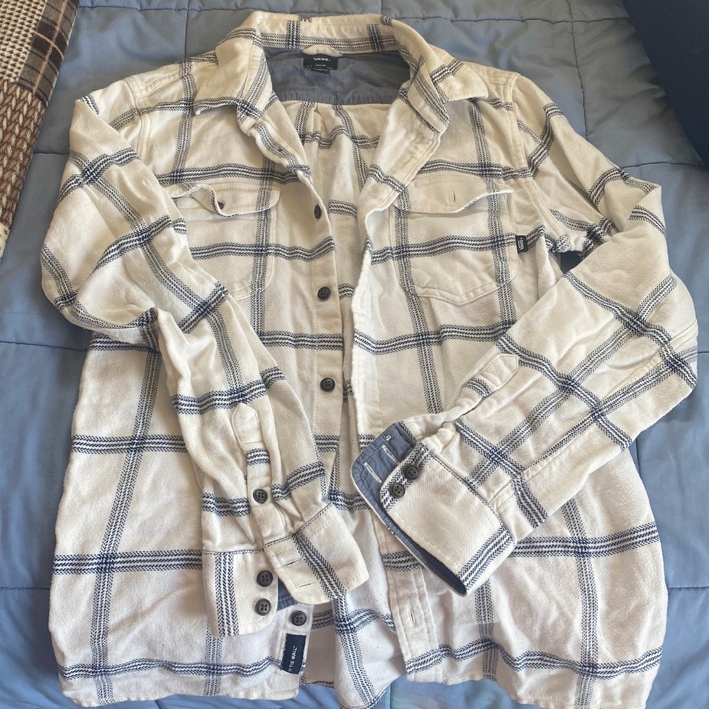 VANS flannel blue & white